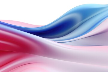 Poster - 3d render, abstract background with blue and pink drapery, 3D rendering of a modern minimal wallpaper with wavy pink and blue glass layers and folds isolated on a white background, AI Generated