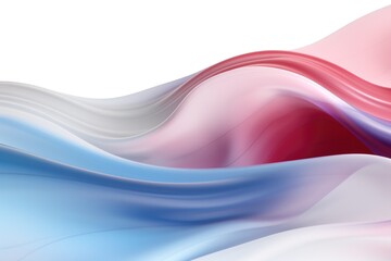 Poster - abstract background with smooth lines in pink, blue and white colors, 3D rendering of a modern minimal wallpaper with wavy pink and blue glass layers and folds isolated on a white, AI Generated