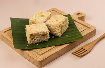 Canvas Print - Tiwul Kukus is Indonesian Traditional Steamed Cake made from Cassava and Grated Coconut. 