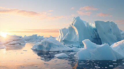 Wall Mural - Ice and icebergs melting because of the global warming