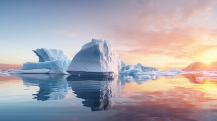 Wall Mural - Ice and icebergs melting because of the global warming