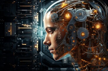 Poster - Complex Machine learning concept. Computer system. Generate Ai