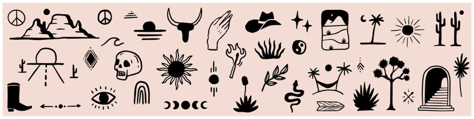 Desert dreams: cowboy western boho vector collection
