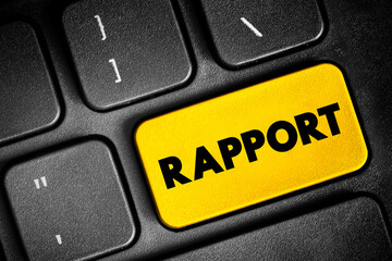 Poster - rapport text button on keyboard, concept background