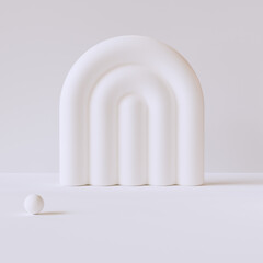 Aufkleber - Abstract geometric minimal white studio background for product presentation, 3d rendering
