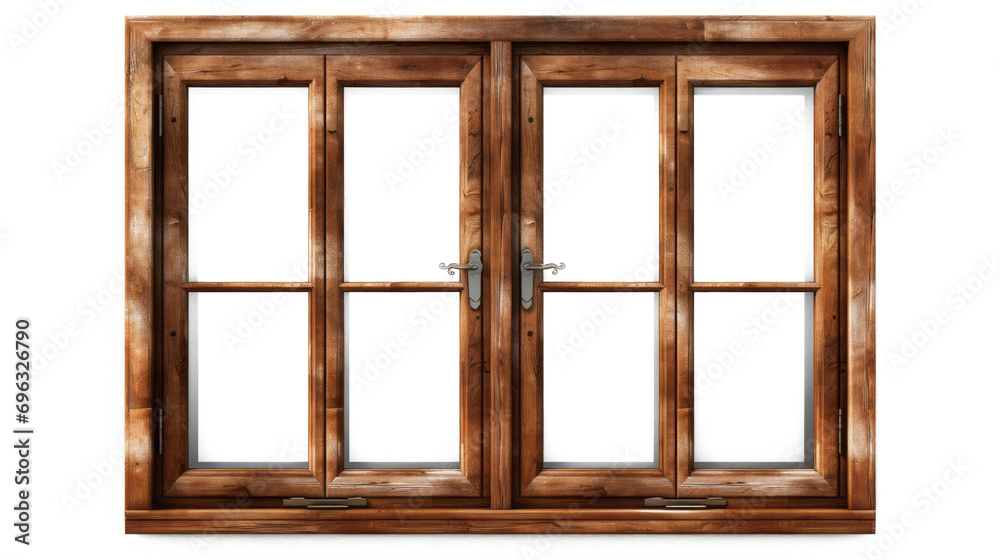 Brown wooden windows illustration Used to decorate the house and garden ...