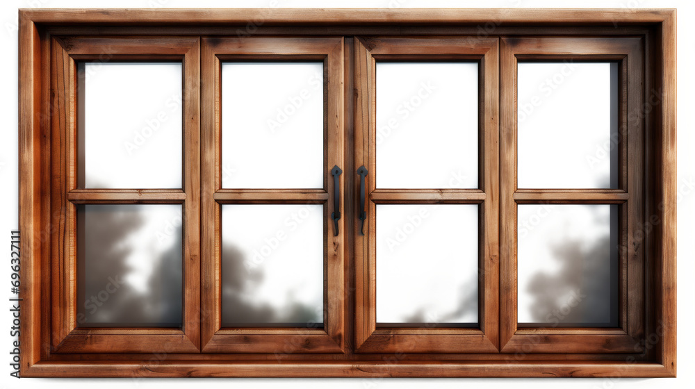 Brown wooden windows illustration Used to decorate the house and garden ...