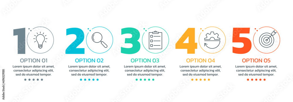 Image vectorielle Stock 5 step, option infographic template. Process ...