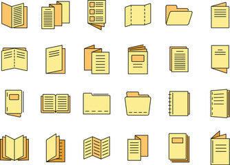 Poster - Catalogue icons set. Outline set of catalogue vector icons thin line color flat on white