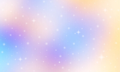 Aufkleber - Glittering gradient background with hologram effect and magic lights. Holographic abstract fantasy backdrop with fairy sparkles, gold stars and festive
