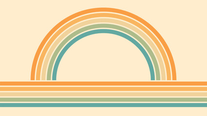 Wall Mural - abstract background of rainbow groovy wavy line design in 1970s hippie retro style. vector pattern r