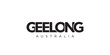 Geelong in the Australia emblem. The design features a geometric style, vector illustration with bold typography in a modern font. The graphic slogan lettering.