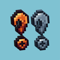 Fototapete - Isometric Pixel art 3d of question mark icon for items asset. Question icon on pixelated style.8bits perfect for game asset or design asset element for your game design asset.