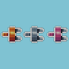 Poster - Pixel art stroke sets of electric plugs icon with variation color item asset. Electric plug icon on pixelated style. 8bits perfect for game asset or design asset element for your game design asset
