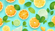 Colorful seamless pattern of citrus fruit slices