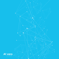 Aufkleber - Atom geometric structure. Abstract polygonal with connecting dots and lines. Global connect element. Data concept vector