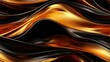 Leuchtend goldene und dunkle schwarze Seide sind in dreidimensionalen Wellen gelegt 