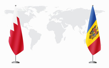 Bahrain and Moldova flags for official meeting