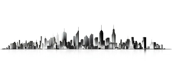Wall Mural - A minimalist design of a city skyline drawn with thin, black lines on a white background. generative AI