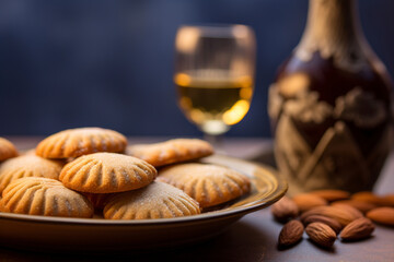 A close-up view of the Portuguese almond liqueur cookies served. (Generative AI)