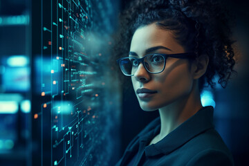 Poster - Successful Male Female Data Center IT Specialist Computer technologies Generative AI picture