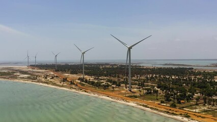 Wall Mural - Wind generators turbines and wind farm mills. Wind power plant. Jaffna, Sri Lanka.