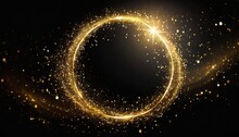Background With Stars, Magic Stars Glow, Firework Confetti Of Glittery Ring Shimmer, Gold Glitter Circle Of Light Shine Sparkles And Golden Spark Particles In Circle Frame On Black Background, Wallpae