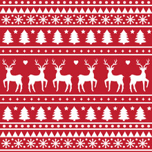 Seamless Scandinavian Pattern For Christmas And New Year For Winter Hat, Ugly Sweater, Jumper, Paper Or Other Designs.