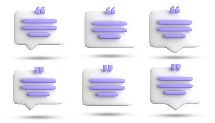 Fototapete - 3d rendering of bubble for testimonial pack, 3D pastel icon set.