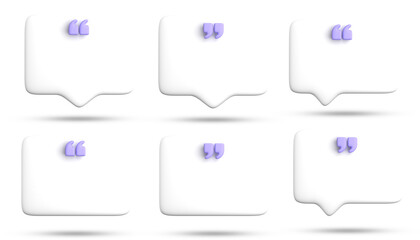 Fototapete - 3d rendering of blank speech bubble for testimonial pack, 3D pastel icon set.