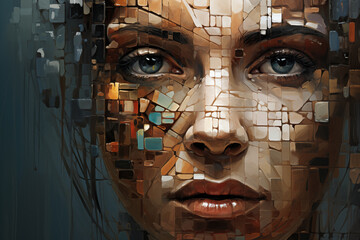 Poster - A digital collage of fragmented memories, forming a mosaic of abstract impressions and emotions.