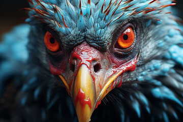Aufkleber - A vulture depicted with vibrant abstract patterns, symbolizing the keen vision and adaptability of these scavenging birds.