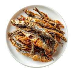 Wall Mural - Korean food : Fried anchovies on a white background PNG