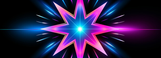 Poster - A star clipart with vibrant neon colors bursting from the center, adding a lively and energetic vibe