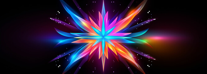 Poster - A star clipart with vibrant neon colors bursting from the center, adding a lively and energetic vibe