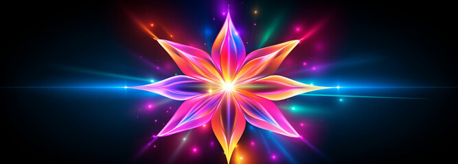 Poster - A star clipart with vibrant neon colors bursting from the center, adding a lively and energetic vibe