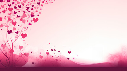 Wall Mural - Minimalistic background for St. Valentine's Day, pink hearts shapes