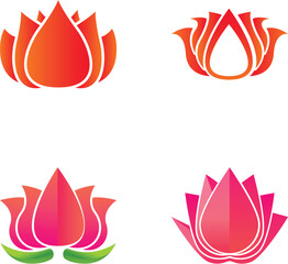 Poster - Red tulip icons set cartoon vector. Spring flower. Nature, flora, plant