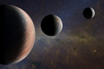 Wall Mural - alien planets in the outer space. elements of this image furnished by nasa.