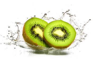 Wall Mural - kiwi and water splash isolated on white or transparent png