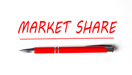 Poster - Text MARKET SHARE with ped pen on the white background