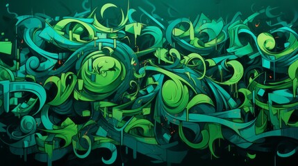 Poster - graffiti style on emerald background