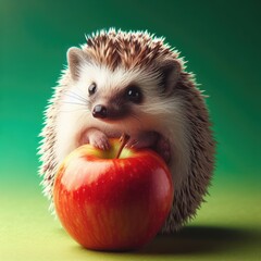 Wall Mural - hedgehog with apple
