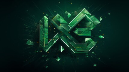 Poster - emerald background with 3D letters, 3D geometric shapes, mechanical gears 3d and a 3D clock in kinetic typography style