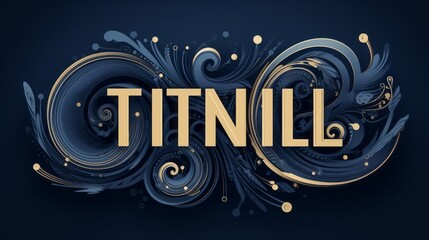 Poster - Blue background with 3D letters, 3D geometric shapes, mechanical gears 3d and a 3D clock in kinetic typography style