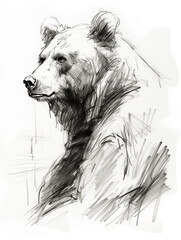 Wall Mural - A Pen Sketch Character Study Drawing of a Bear