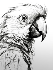 Wall Mural - A Pen Sketch Character Study Drawing of a Macaw