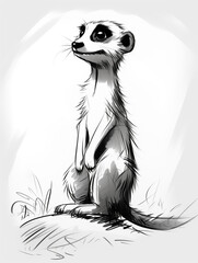 Wall Mural - A Pen Sketch Character Study Drawing of a Meerkat