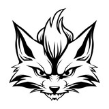 Fototapeta Pokój dzieciecy - Kitsune japanesee fox drawing head vector illustration