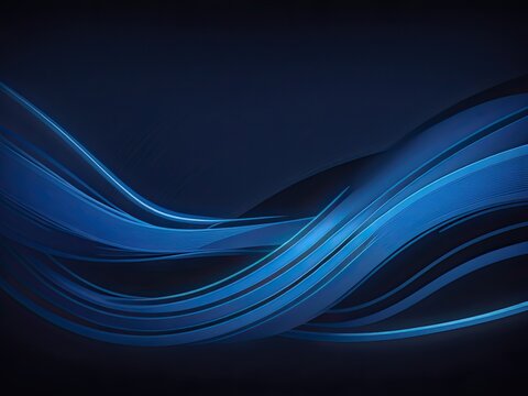 Bright blue wavy lines in a free vector style on a black background